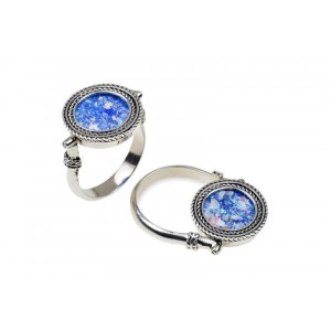 Ring in Sterling Silver and Roman Glass-Rafael Jewelry Jewish Rings