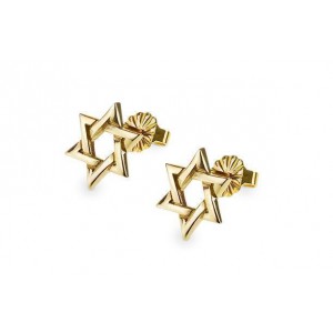Rafael Jewelry Designer 14k Yellow Gold Star of David Stud Earrings Israeli Earrings