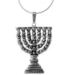Sterling Silver Menorah Pendant by Rafael Jewelry Jewish Necklaces
