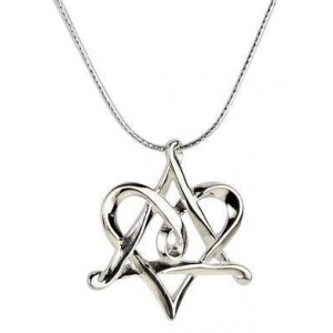 Star of David & Heart Pendant in Sterling Silver by Rafael Jewelry Jewish Home Decor