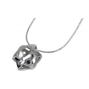 Rafael Jewelry Star of David Pendant in Sterling Silver with Sapphire Jewish Necklaces
