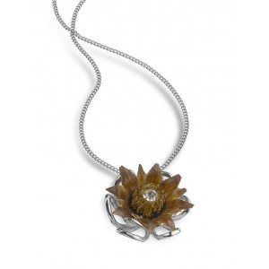 Blessing Flower & Diamond Necklace in Sterling Silver