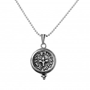 Sterling Silver Pendant with Ancient Israeli Coin Design by Rafael Jewelry Jewish Necklaces
