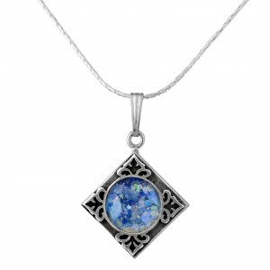 Pendant in Sterling Silver & Roman Glass by Rafael Jewelry Rafael Jewelry