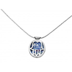 Hamsa Pendant in Sterling Silver & Roman Glass by Rafael Jewelry
 Jewish Necklaces