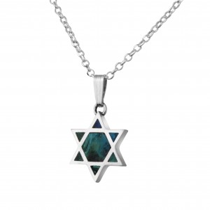 Star of David Pendant with Sterling Silver & Eilat Stone by Rafael Jewelry Jewish Home Decor