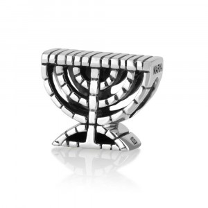 Sterling Silver Branched Menora Bead for Chain Bracelets
 Israeli Charms