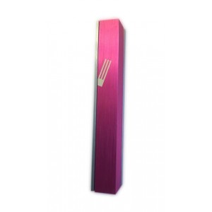 Side Pink Aluminum Mezuzah with Silver Panel by Adi Sidler Mezuzahs