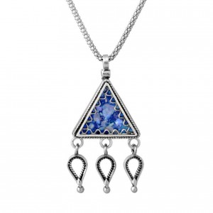 Triangular Pendant in Sterling Silver & Roman Glass by Rafael Jewelry Default Category