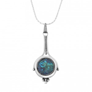 Sterling Silver Pendant with Eilat Stone Rafael Jewelry Jewish Necklaces