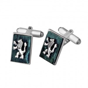 Sterling Silver Cufflinks with Lion & Eilat Stone Rafael Jewelry Accessories
