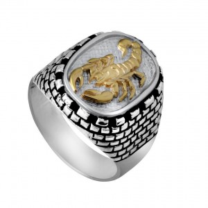 Rafael Jewelry Sterling Silver Ring with Scorpion in Gold Jewish Rings