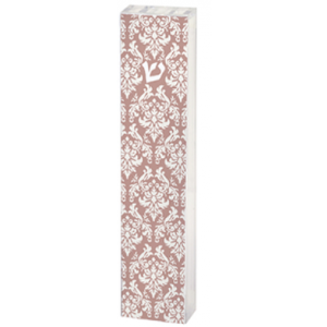 Brown Mezuzah with White Detailing