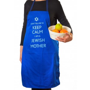Apron in Blue Cotton with Jewish Mother Design Aprons