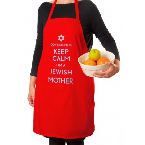 Apron in Red Cotton with Jewish Mother Design Aprons