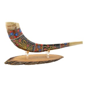 Hand-Painted Shofar with Pomegranate and Jerusalem Default Category