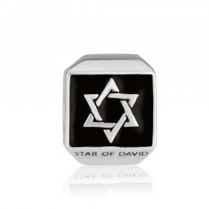 925 Sterling Silver Star of David Charm with a Black Enamel
 Israeli Charms