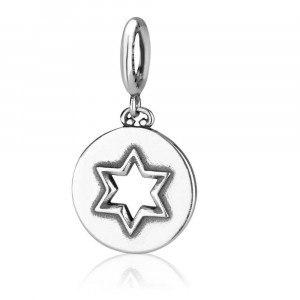 925 Sterling Silver Charm With Star of David Disc Design 
 Israeli Charms