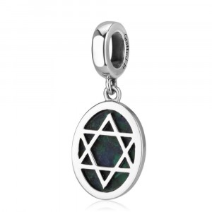 Oval Eilat Stone Charm With Star of David Design at the Back
 Star of David Jewelry