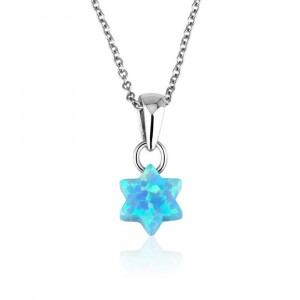 Star of David Pendant made From Blue Opal Stone
 Marina Jewelry