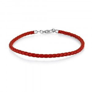 Red Leather Charm Bracelet in 17.5 cm Length
 Israeli Charms