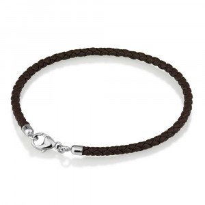Grey Leather Charm Bracelet in 17.5 cm Length
 Marina Jewelry