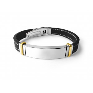 Men’s Bracelet in Leather and Stainless Steel  DEALS