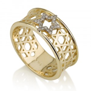 Star of David Spinner Type Ring Made of 14K Gold and Sterling Silver by Ben Jewelry
 Jewish Rings