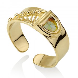 Modern Roman Glass Ring in 14K Gold by Ben Jewelry
 Jewish Rings