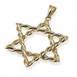 14K Gold Tress Style Star of David Pendant in Bigger Size by Ben Jewelry
 Jewish Necklaces