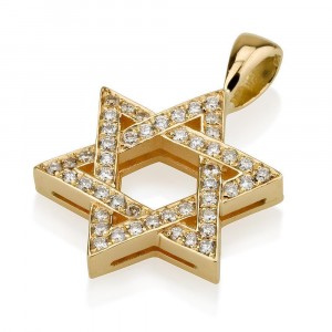 Star of David Pendant with Diamonds in 18K Yellow Gold by Ben Jewelry Jewish Home Decor