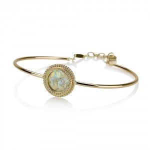 Bracelet in 18K Yellow Gold with Roman Glass by Ben Jewelry Jewish Bracelets