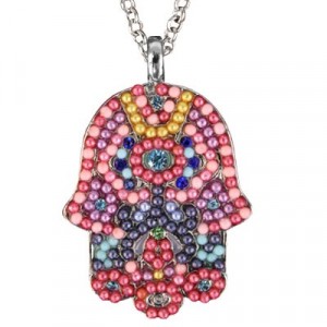Yair Emanuel Large Hamsa Necklace in Colours Bat Mitzvah Jewelry