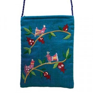 Turquoise Yair Emanuel Embroidered Bag with Bird Motif Yair Emanuel