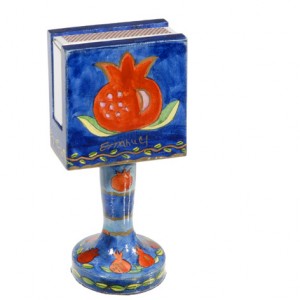 Yair Emanuel Wooden Matchbox Holder with Multi Sized Pomegranate Design Traditional Rosh Hashanah Gifts