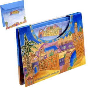 Large Note Cards and Envelopes with a Painted Scene of Jerusalem by Yair Emanuel Yair Emanuel