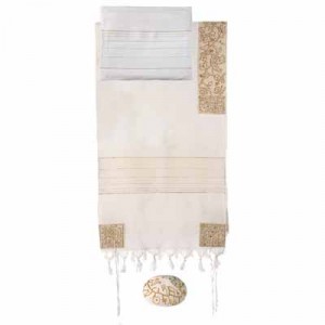 Yair Emanuel Golding Matriarchs With Stripes Cotton Embroidered Tallit Yair Emanuel