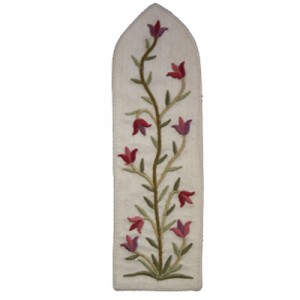 Yair Emanuel Raw Silk Embroidered Bookmark with Flowers in White Yair Emanuel