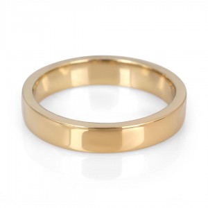 14K Gold Jerusalem-Made Traditional Jewish Flat-Sided Wedding Ring (4 mm) Hebrew Wedding Rings