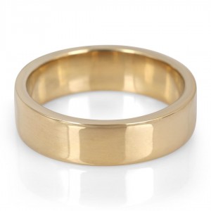 14K Gold Jerusalem-Made Traditional Jewish Flat-Sided Wedding Ring (6 mm) Hebrew Wedding Rings