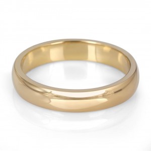 14K Gold Jerusalem-Made Traditional Jewish Wedding Ring With Comfort Edge (4 mm) Jewish Wedding