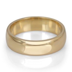 14K Gold Jerusalem-Made Traditional Jewish Wedding Ring With Comfort Edge (6 mm) Hebrew Wedding Rings