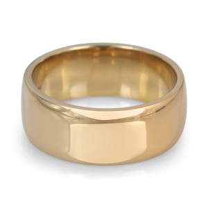 14K Gold Jerusalem-Made Traditional Jewish Wedding Ring With Comfort Edge (8 mm) Jewish Wedding