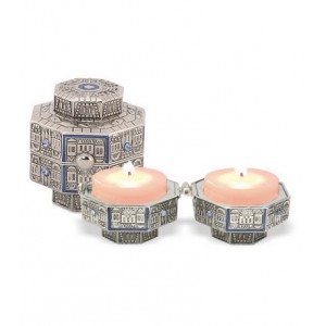 2 Candlesticks Set 5.25 Inches Tall Shabbat Candlesticks Candle Holders Anodized Aluminum Candle Holder Dark Blue 