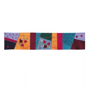 Yair Emanuel Pomegranate Themed Runner in Multicolor Tablecloths & Runners