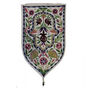 Yair Emanuel Shield Tapestry with Hamsa (Large/White) Jewish Home Decor