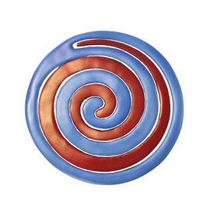 Yair Emanuel Anodized Aluminium Two Piece Trivet Set with Red and Blue Swirl Yair Emanuel