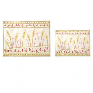 Yair Emanuel Embroidered Tallit and Tefillin Bag Set with Sheaves of Wheat Tefillin