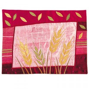 Yair Emanuel Challah Cover with Embroidery of Wheat in Raw Silk Shabbat