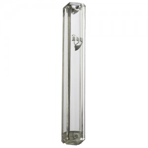 Clear Plastic Mezuzah with Silver Shin